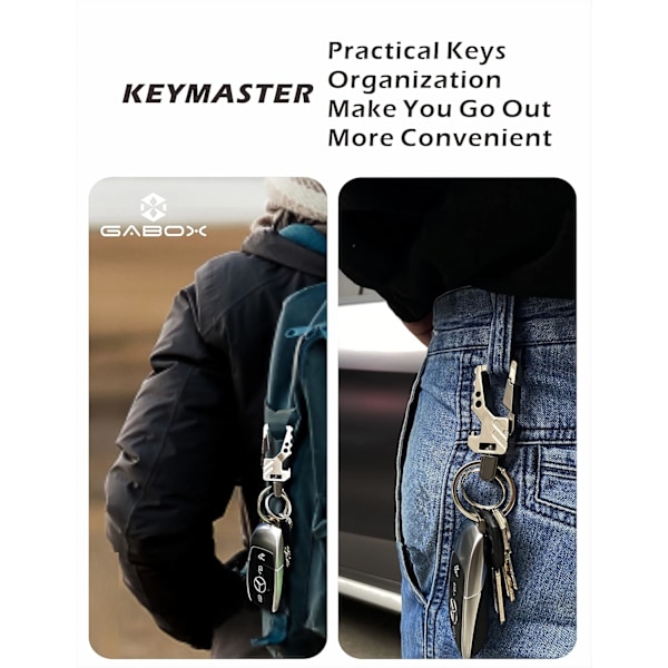 2 stk. nøglering EDC nøglering nøglering flaskeåbner auto nøgleholder taktisk karabinhage nøgleringe med klip Llaveros de Hombre Porte-Clés gave f 2Silver