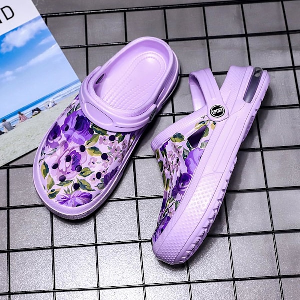 Kvindernes Have Clogs Sko Casual Slipper Strand Sandaler Anti-Slip Pool Vandsko Hjemmesko Sommer Fodtøj Purple 10.75inch 9.5 Women/8 Men