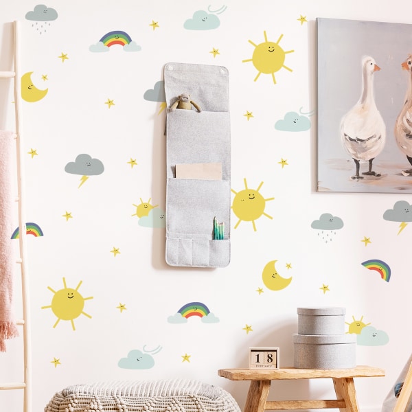Sateenkaari seinätarrat, sarjakuva aurinkotaidetarra baby Makuuhuoneen lastenhuoneen luokkahuoneen sisustukseen