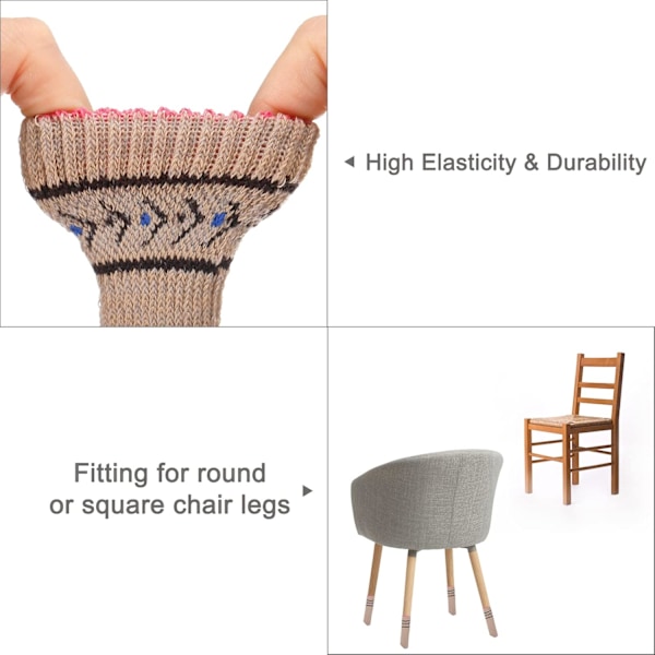 16 st Stolsbensstrumpor Golvskydd, Stickade Möbelstrumpor, Bordsbensskydd för Hårda Golv (Beige) Beige