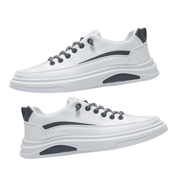 Herr Sneakers Fashionabla halkfria sula Konstgjord PU Sneakers Herr Casual Skor för dagligt utomhusbruk White Grey 41