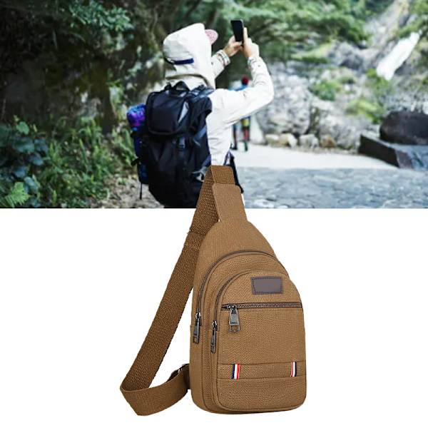 Slingväska Hållbar Canvas Sling Ryggsäck Justerbar Rem Bröstväska Snygg Resväska Axelväska för Män  Fri Storlek Coffee