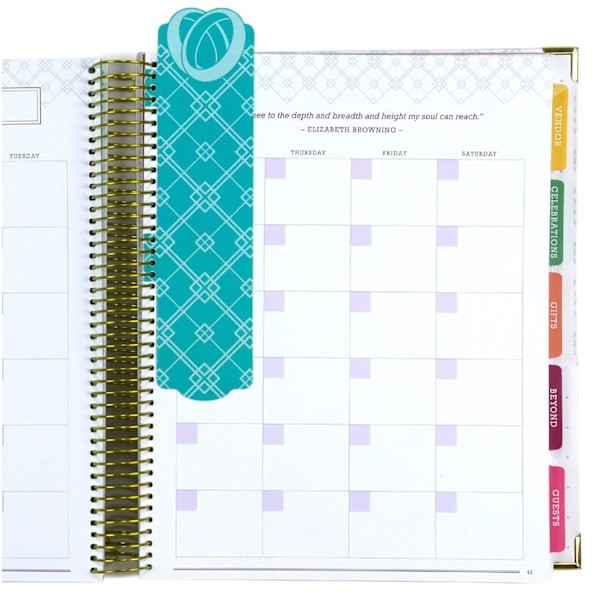 Bryllups-planlegger 9x11 Hardback-organisator, Bokmerke, Planleggingsklistremerker, Visittkortholder og Lommemapper