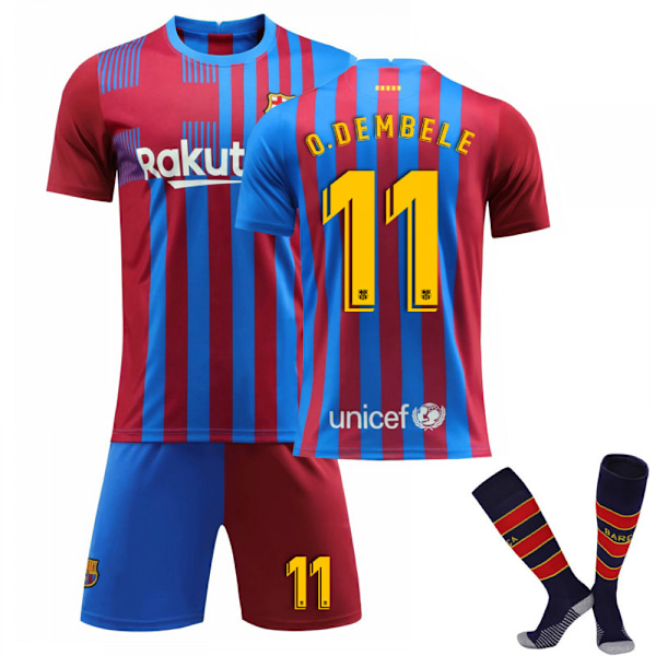 2022 Barcelona Hemma Jersey Set Barn & Vuxna Fotbollströja Träningströja Set No.11 O.DEMBELE 24