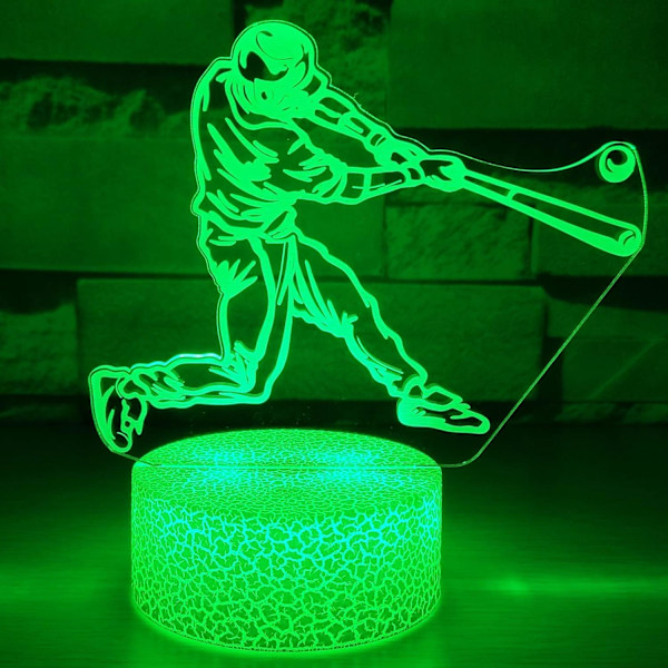 7 Farver 3D Illusion Lys Lampe Automatisk Gradvist Skiftende 3D Natlys | Hjem Værelse Dekoration Bordlampe | Julegave Fødselsdag (Baseball Led Lys)