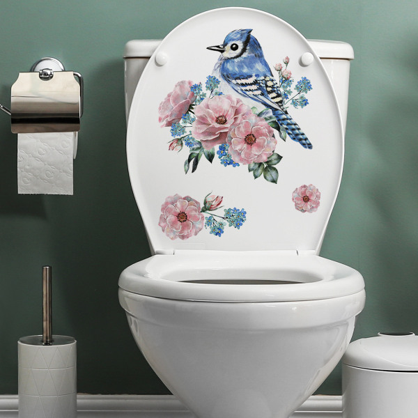 Linnut ja kukat WC-istuintarrat Klassisten huoneiden seinätarra Kodinsisustus