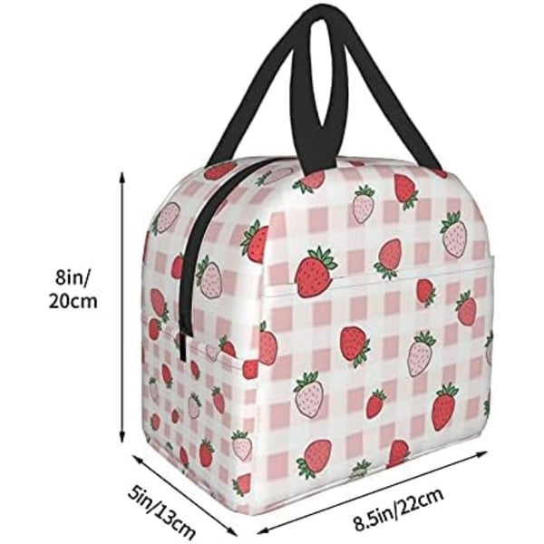Unisex Flot Pink Jordbær Frokostpose, Holdbar Oxford Klud med Aluminiumfolie Isolering, Vandtæt og Genanvendelig, Ideel til Arbejde, Rejser, Picnic Pretty Pink Strawberry One Size