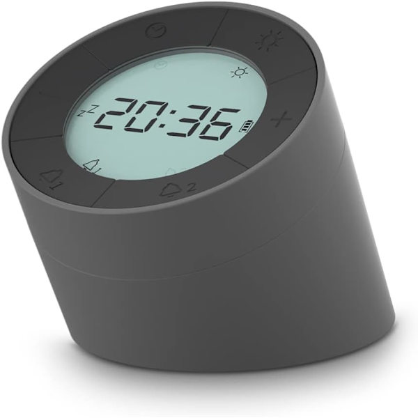 Reversibel digital väckarklocka med nattlampa för sovrum (grå) Gray