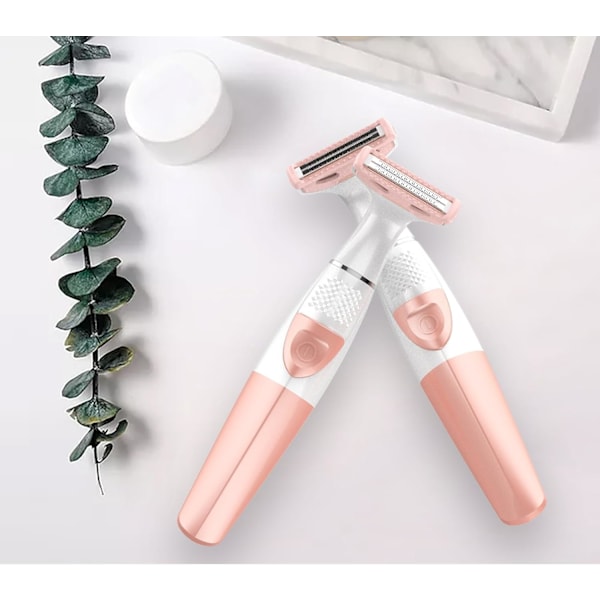 Elektrisk barbermaskin for kvinner - barbermaskin for kvinner bikinilinje armhule ansikt, våt og tørr smertefri kroppstrimmer, bikiniepilator ansiktshår fjerner