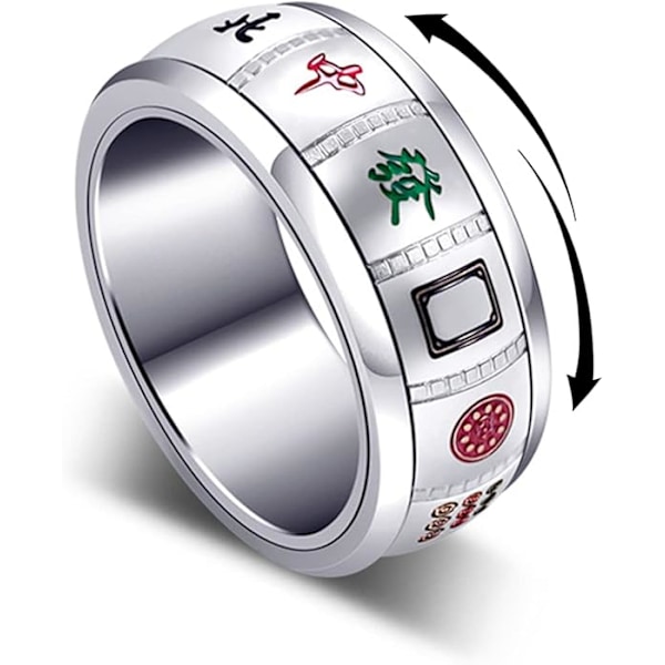 Anti-ångestgåva Mahjong-ring Lyckoringsar i rostfritt stål Roterande fidgetspinner Ångestdämpande ring för män pojkar kvinnor U.S-11