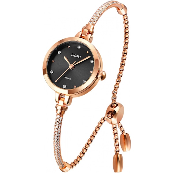 Rose Gold Dameur til Kvinder Armbånd Slank Piger Lille Skive Diamant Casual Fashion Wristwatch til Kæreste Gaver