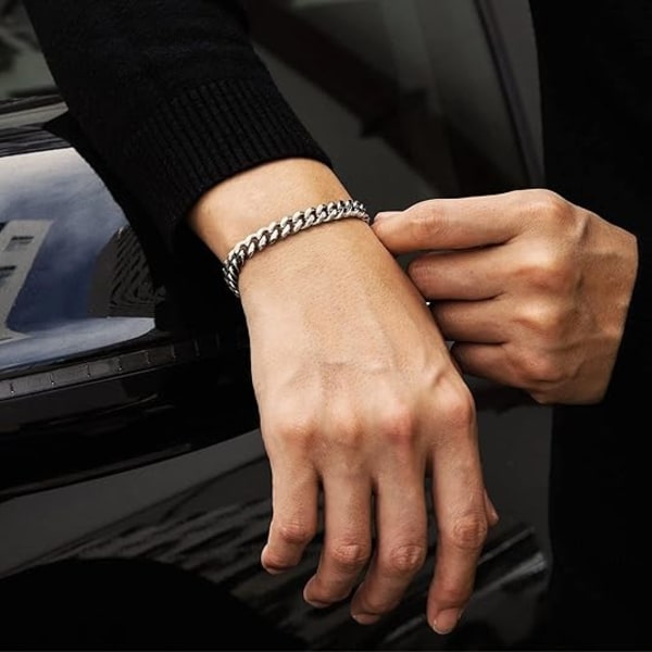 Gulddiamanterade Miami Cuban Link Kedjormband för Män Kvinnor, 8mm 18K Guldförgylld Rostfritt Stål Curb Kedjormband