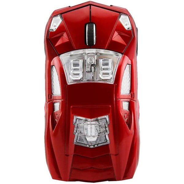 Autohiiri Langaton 2,4 GHz, Cool 3d Sport Car Shape Mouse Optiset hiiret 1600 Dpi USB vastaanottimella Sopii PC:lle/tietokoneelle/kannettavalle (punainen)