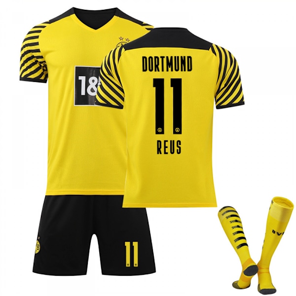 21-22 Uusi Dortmund Kotipaita Set Lapset Aikuiset Jalkapallo Jalkapallopaita Trainin Paita Puku No.11 REUS XS