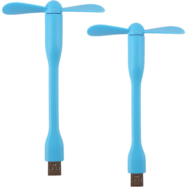 USB Fleksibel Vifte, Mini Bærbar Kjølevifte USB-drevet for Powerbank Bærbar PC AC-lader - 2-pakning (Blå) Blue
