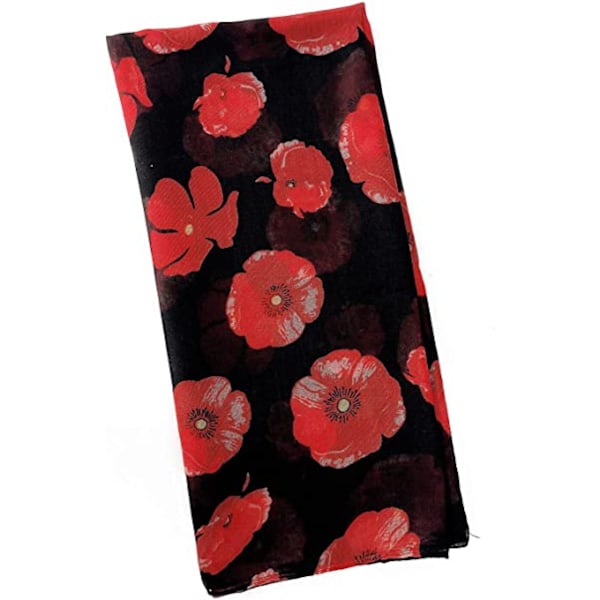 Poppy Scarf - Dam lätt blommig sjal för kvinnor, vårresetillbehör, lätt, mjuk och andningsbar
