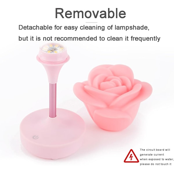 Blomsterbordlampe Stående Rosa Rose LED USB Sengelampe for Stue Kontor Lesing, Kreativ Valentinsdag Bursdagsgave til Elsker Kvinner