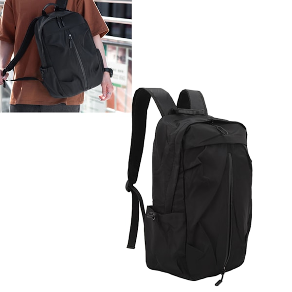 Man Ryggsäckar Lätt Laptop Business Resväska med USB Laddningsport för Skola Utomhus  Polyester Black