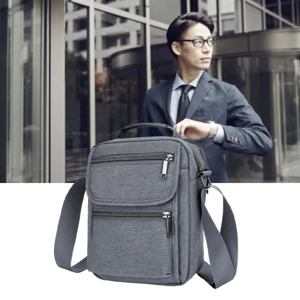 Herre Messenger Bag Slidstærk Oxford Klud Skuldertaske Casual Letvægts Flerlags Messenger Bag til Forretningsrejse Gratis Størrelse Grey