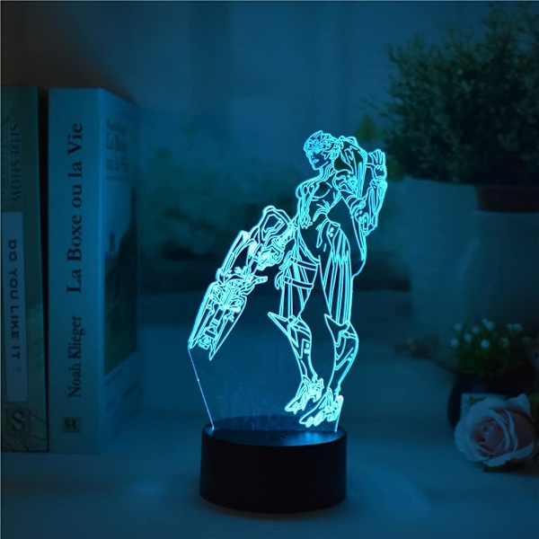 Spill OW Widowmaker, LED nattlys, 3D illusjonslys, USB berøring/fjernkontroll 16 farger, hjemmedekor (svart fjernkontroll 16 farger)