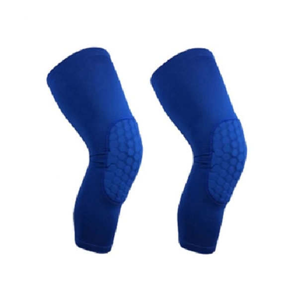 Knäskydd för ungdomar Vuxen, basketknästöd, kollisionsundvikande knäskyddskompression kalvben -1 par (blå XL)