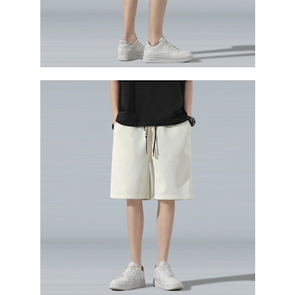 Shorts med snøre til mænd - Sommer, tynde basketballshorts - Høj kvalitet, knælange bukser - Løse, lige bukser til mænd Apricot 2XL