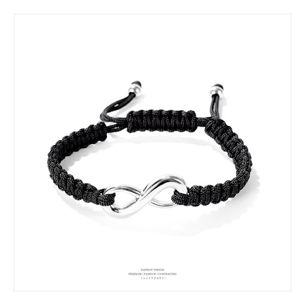 2PCS Rustfritt Stål 8 Infinity Par Armbånd Flettet Lær Tau Armbånd Justerbar Kjede Passer 7-9 Tommer for Elsker Vennskap
