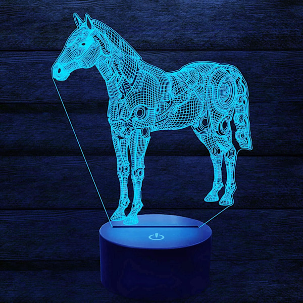 3D Hevos Yövalo Led-Lamppu Illuusio 7 Väriä Vaihtuva Kosketuskytkin Pöytä Työpöydän Koristelamput Syntymäpäivälahja Akryylipohja USB-Kaapelit Leikki
