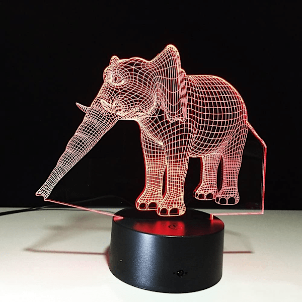 Elegant Elefant Lampe Fantastisk 3D Illusions LED Nattelykt med 7 Farger Lampe Som Hjemmedekorasjon Søte Gaver til Gutter Jenter