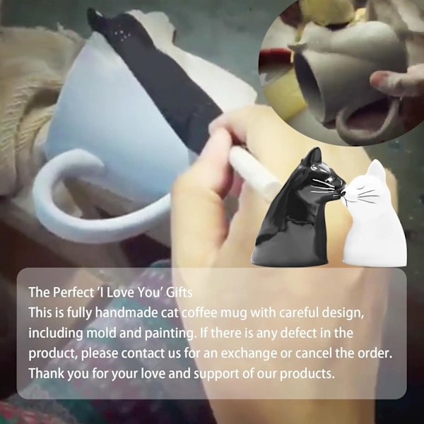 Parforhold Gaver Sød Kysse Kat Krus Matchende Par Ting Keramik Kaffe Krus til Bryllupsgaver Jubilæumsgaver Forlovelsesgaver til Par Katteelskende