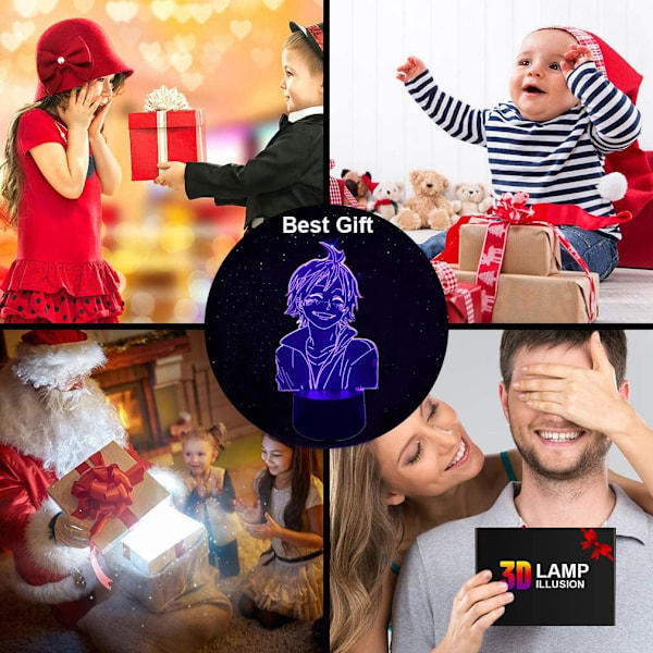 Anime Lys Cartoon Figur Tadashi Yamaguchi 3D Lampe Illusion Natlampe USB Drevet 16 Farveændringer LED Lys