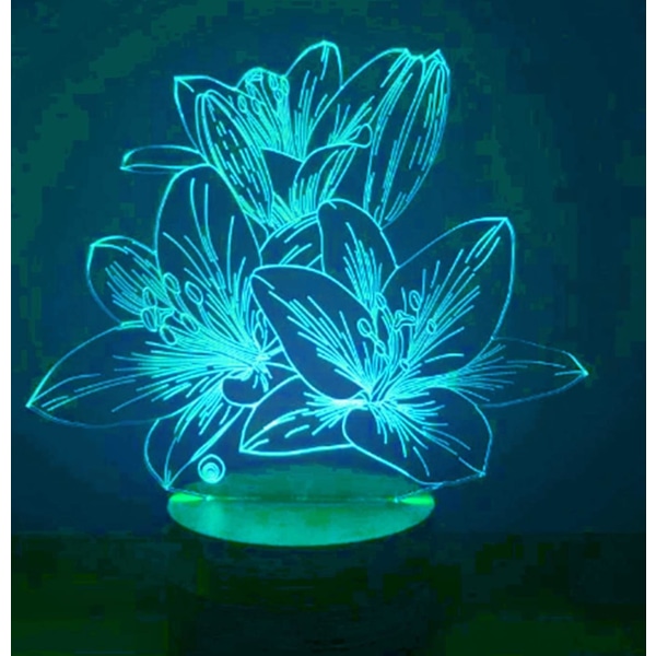 3D Blommanattlampa LED-lampa Illusion 7 Färgväxlande Touch Switch Bordsskiva Dekorationslampor Födelsedagspresent Akrylbas USB-kabel Leksak