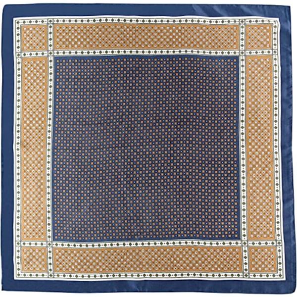 Vintage Silk Feel Square Scarf for Men Satin Bandana Tiny Medallion Print Neckerchief Geometry Head Scarf