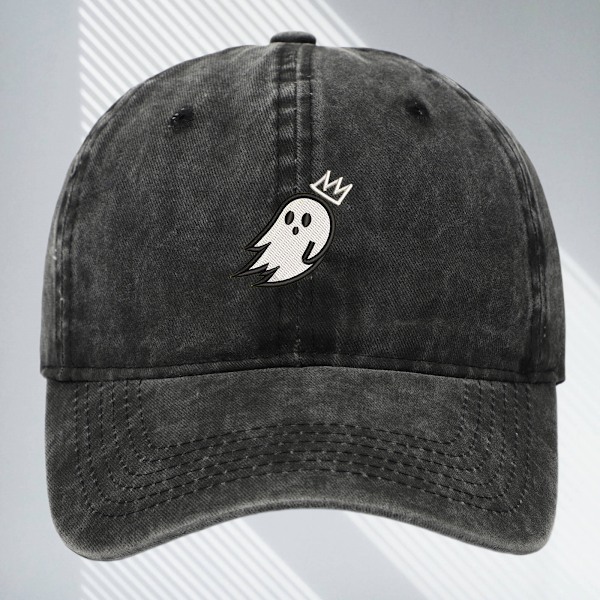 Ghost-kirjailtu baseball-lippis rento hattu (pesty musta)