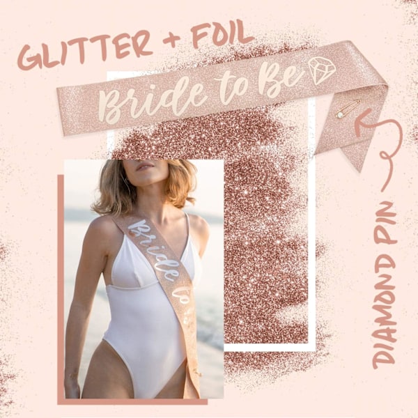 Polttarikoristeet Ruusukulta Glitter Kit - Morsiamen Tiaratarvikkeet, Morsiamen Timanttikruunu, Huntu + Morsiamen Heimon Tatuoinnit
