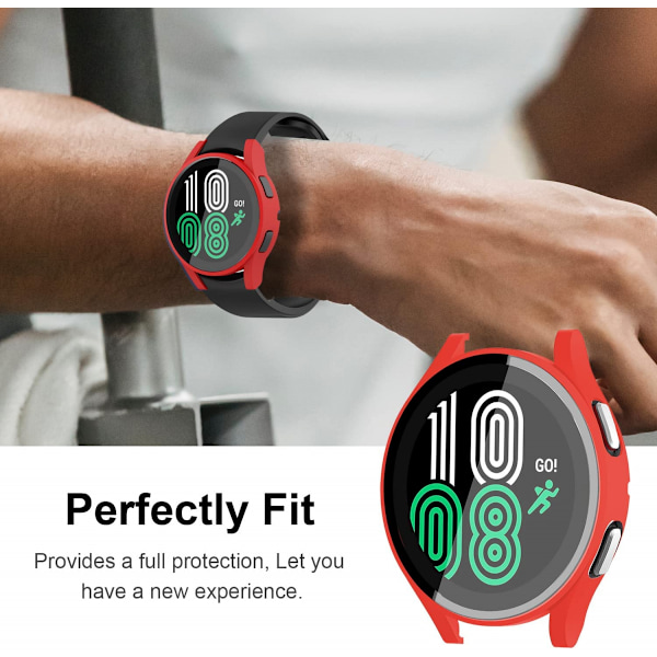 För kompatibel Samsung Galaxy Watch 4 44mm fodral härdat glas skärmskydd hårt matt PC skyddande ram reptålig full täckning Galax