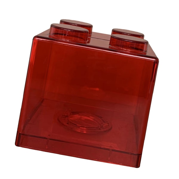 Läpinäkyvä rahaa säästävä pankkirakennuslohkon muotoilu Suorakulmainen läpinäkyvä kolikkosäästölipas lapsille pojille tytöille 8.9x8.9x9.2cm / 3.5x3.5x3.6in Red