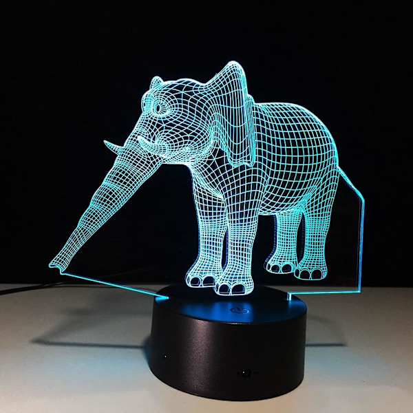 Elegant Elefant Lampe Fantastisk 3D Illusions LED Nattelykt med 7 Farger Lampe Som Hjemmedekorasjon Søte Gaver til Gutter Jenter