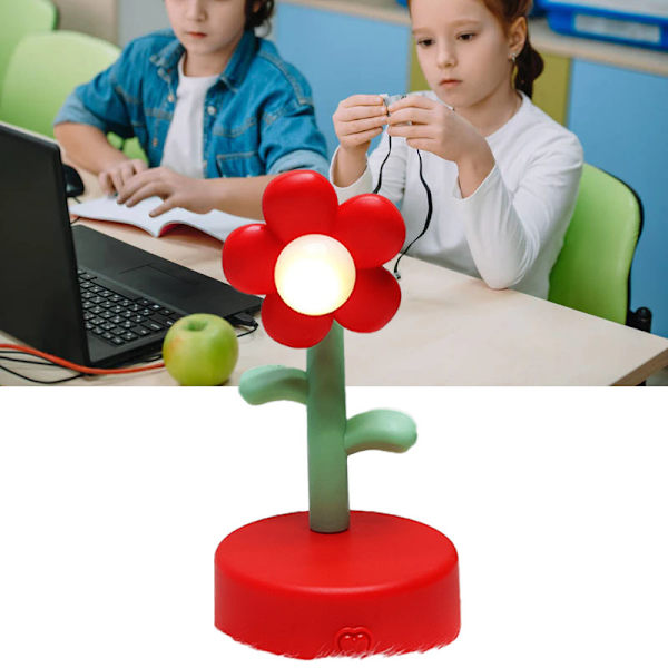 Sød blomst nattelys bærbar bordlampe dekorativ til kontor sovesal indretning Red