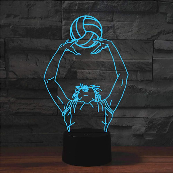 3D Play Volleyball Fjernbetjening 16 Farve Natlys Illusion Akryl LED Bord Natbord Lampe Børneværelse Skrivebord Dekoration Fødselsdag Gaver Legetøj