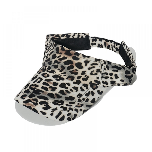 Unisex Leopard Print Solskærm Hat Justerbar Baseball Cap Tom Visor til Udendørs Sport Sommer Strand (Hvid)