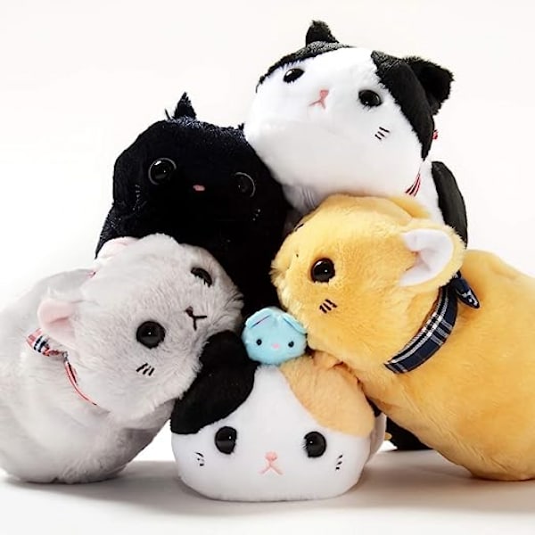 Kawaii söt katt fluffig plysch pennfodral pennväska tecknad film smink kosmetisk väska (svart)