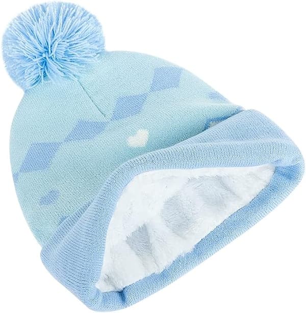 3-delad varm vinterdräkt för barn - unisex-vänlig mössa utan kant, halsduk och handskar, ullfoder, lämplig för 2-4 år blue