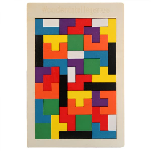 Trä Tetris Variation Block Intellektuella Byggstenar Pussel