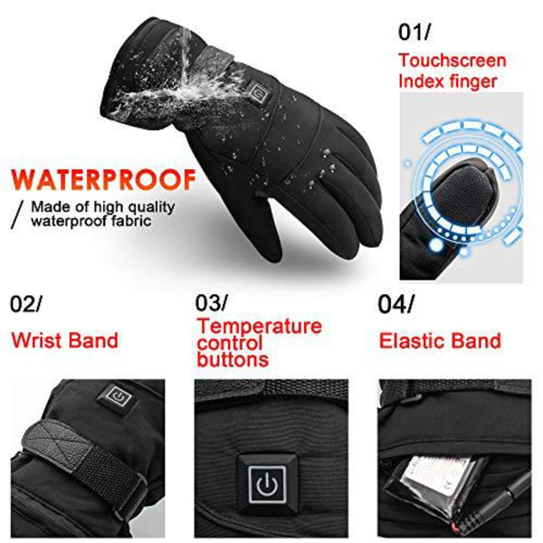 Uppvärmda handskar med uppladdningsbart batteri för män Kvinnor för artrithänder，L storlek med batteri