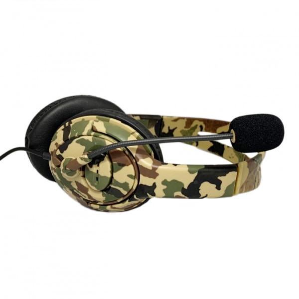PS4 Camouflage Bilateral Large Headset Headset Wired Game Headset（Gul-grön）