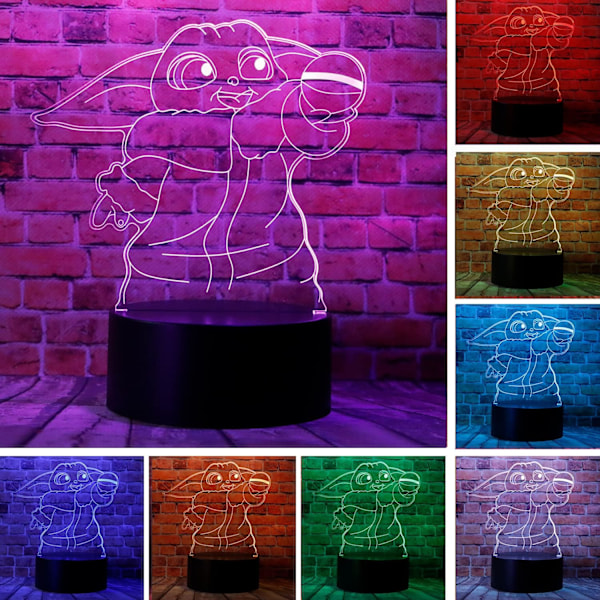 Söt Darth Vader Stormtrooper Yoda Animefigur 3D Optisk Illusion LED Rum Dekoration Bordlampa med Fjärrkontroll 7 Färger Visuell Sömn Nattlampa