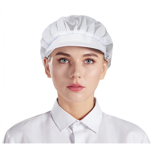 3 kpl kokin hattu keittiö ruoanlaitto kokki hattu elintarvikepalvelun hiusverkot（54—56cm), valkoinen