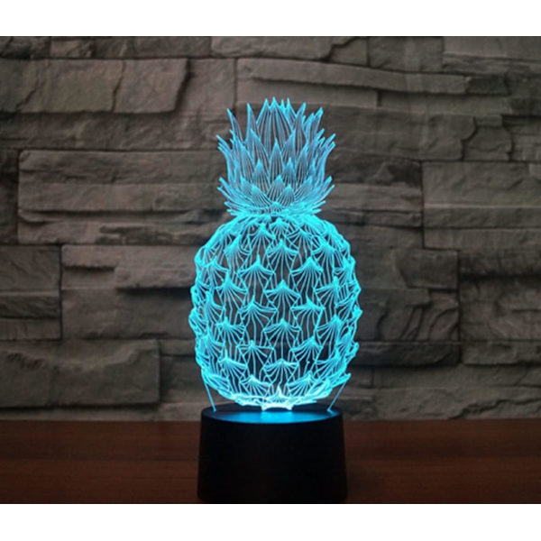 3D Ananas Fjernbetjening 16 Farve Natlys Illusion Akryl LED Bord Sengelampe Børneværelse Skrivebords Dekoration Fødselsdagsgaver Legetøj til Børn