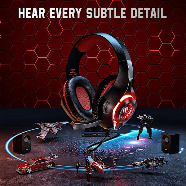 Gaming Headset til PS4 PS5 PC Xbox One Switch med støjreducerende mikrofon, PC Gaming-hovedtelefoner med 3,5 mm-stik